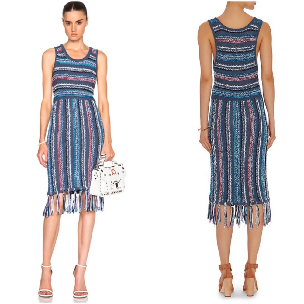 DEREK LAM - Pat striped Knit Fringe dress, XS - Picture 6 of 6